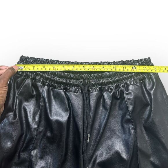 Y2K Faux Leather Pants Women’s Large Black Joggers - Picture 4 of 7